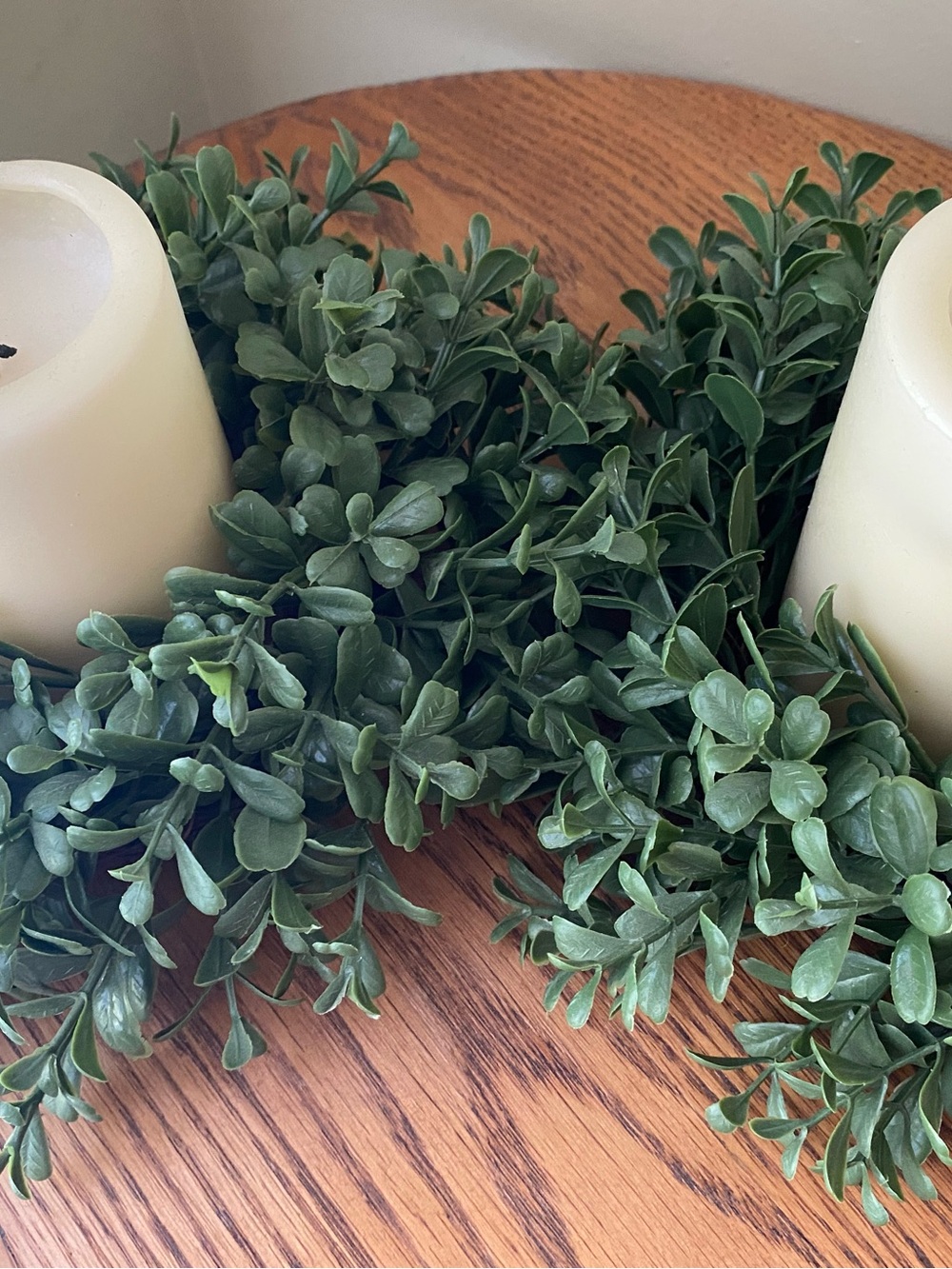 Faux Boxwood Candle Ring - Lush Green Wreath